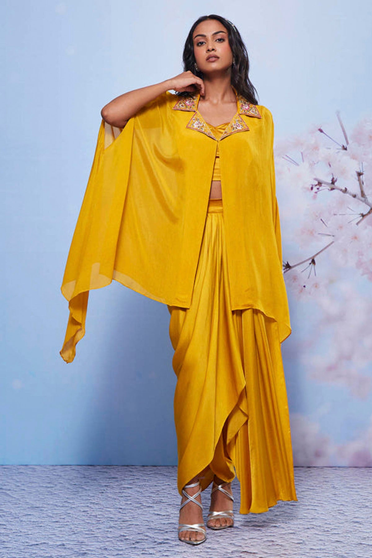 Buy Mustard Indo-Western Cape Set Online